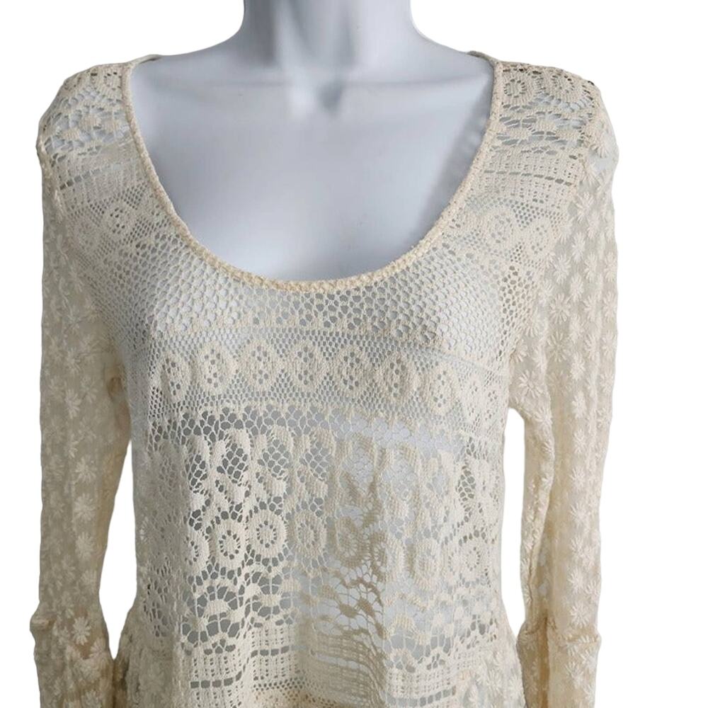 Chelsea and Violet Cream Crochet Dress w/ Slip Melodie Size M - Picture 6 of 10